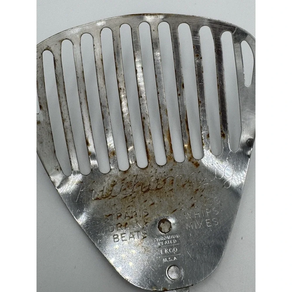 Vtg‎ Ekco Kitchamajig Slotted Spoon Strainer Whip Utensil Black Handle USA